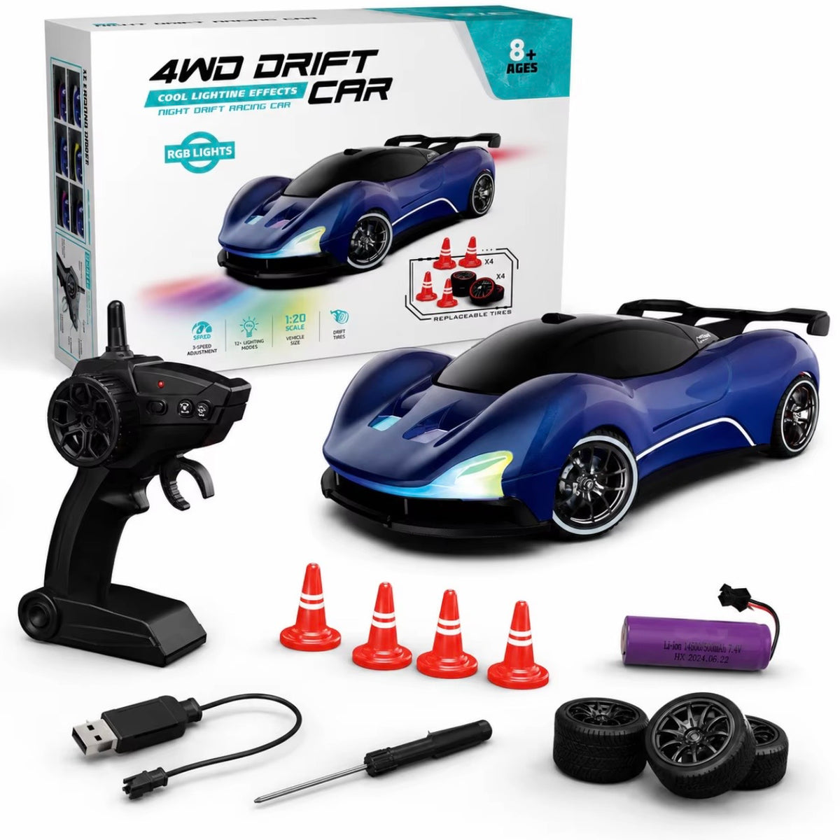 RC McLaren drift car 4x4 with RGB lights