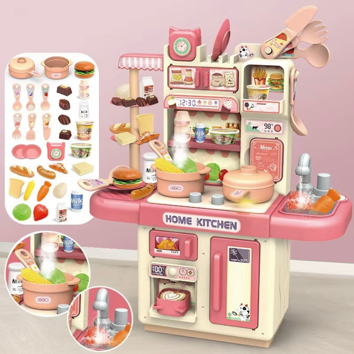 Kitchen Set toy with Sink and Smoke effects