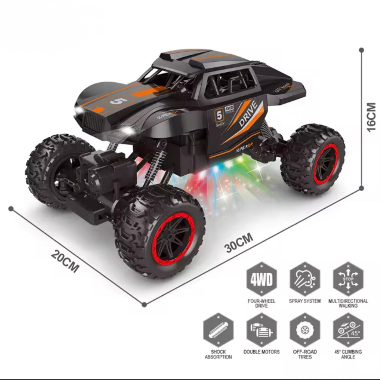4x4 Remote Control Climbing car with lights and spray RC Car 4wd