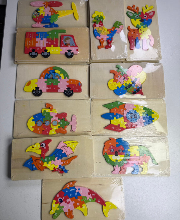 Educational Wooden Puzzle Toys for Children Early Learning Alphabet Recognition 3D Buckle Building Blocks Intelligence Toys