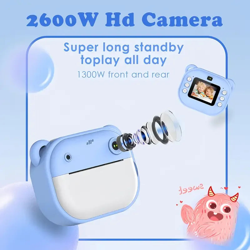 Instant Print Camera 1080P HD, Multi-Function Digital Video Camcorder with Multiple Shooting Modes, MP3 Player Support
