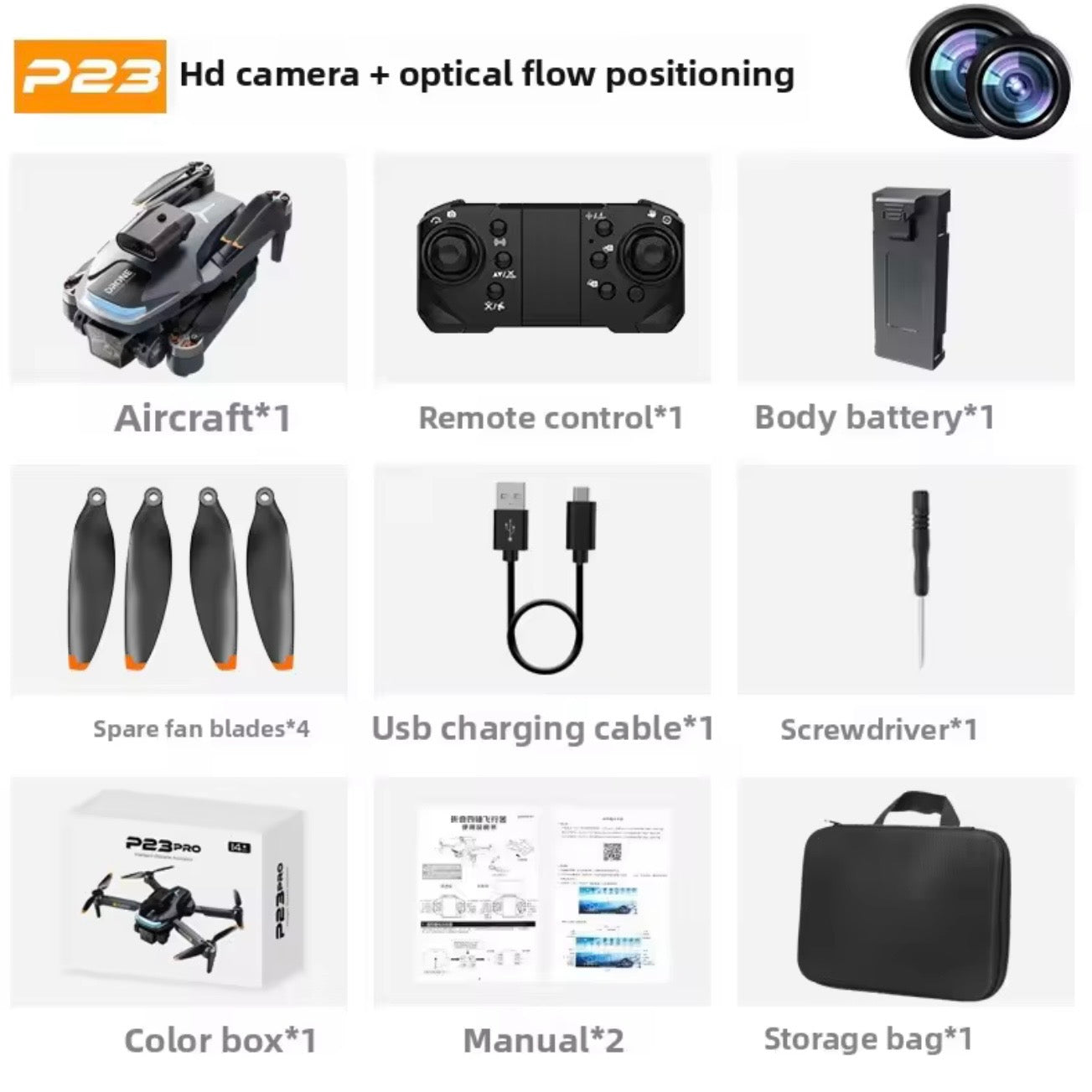 P23 pro HD dual camera drone with moveable camera RC flying drone