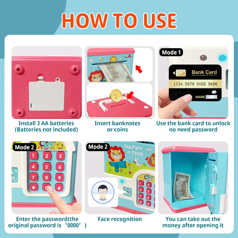 Face Recognition Fingerprint Bank Card Password Atm Mini Bank