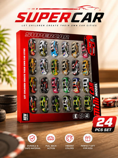 24 Pieces Metal pullback cars set