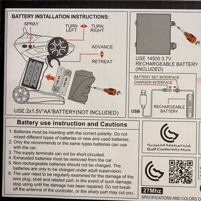 RC Smoke Car with Metal shell and shocks and Rubber Tyres