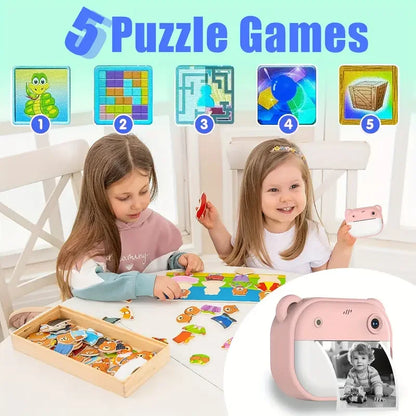 Instant Print Camera 1080P HD, Multi-Function Digital Video Camcorder with Multiple Shooting Modes, MP3 Player Support