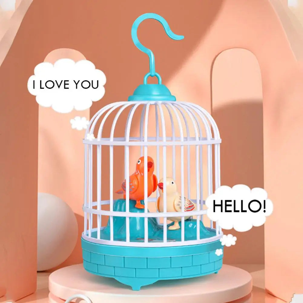 Mini Children Electronic Simulation Bird Cage Toy With Sound Realistic Voice Parrot Cage Electric Pets Toy For Kids