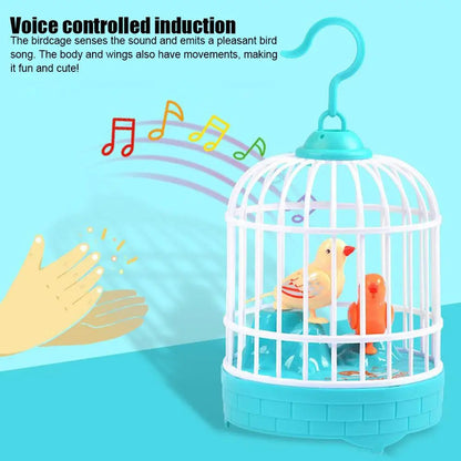 Mini Children Electronic Simulation Bird Cage Toy With Sound Realistic Voice Parrot Cage Electric Pets Toy For Kids