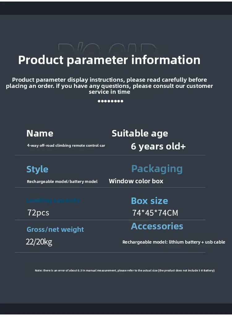 Remote Control Off-Road Climbing Car Four Channel Toy Car for Children Plastic Material Durable AE Origin