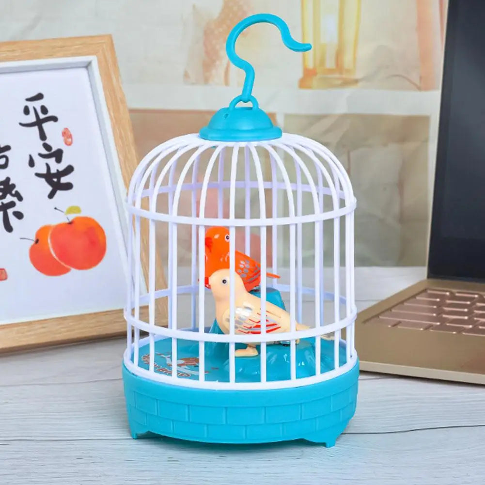 Mini Children Electronic Simulation Bird Cage Toy With Sound Realistic Voice Parrot Cage Electric Pets Toy For Kids