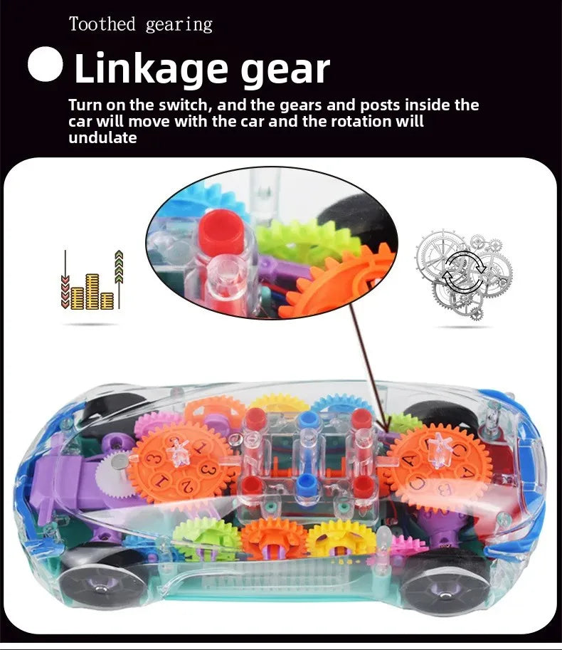 Transparent Gear Car Toy for Boys