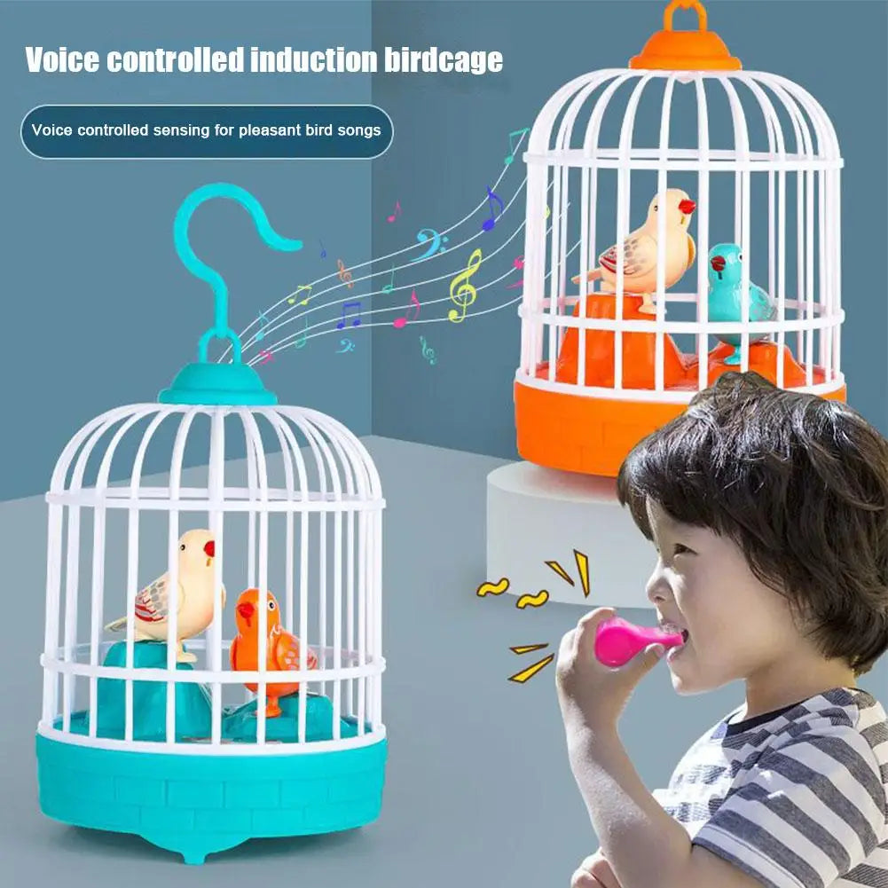 Mini Children Electronic Simulation Bird Cage Toy With Sound Realistic Voice Parrot Cage Electric Pets Toy For Kids