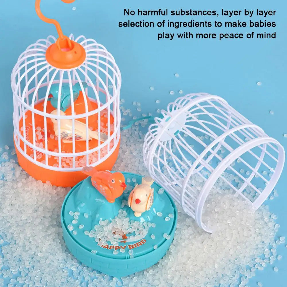 Mini Children Electronic Simulation Bird Cage Toy With Sound Realistic Voice Parrot Cage Electric Pets Toy For Kids