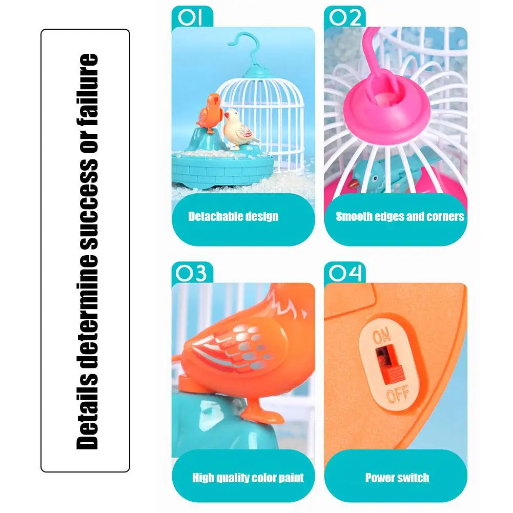 Mini Children Electronic Simulation Bird Cage Toy With Sound Realistic Voice Parrot Cage Electric Pets Toy For Kids