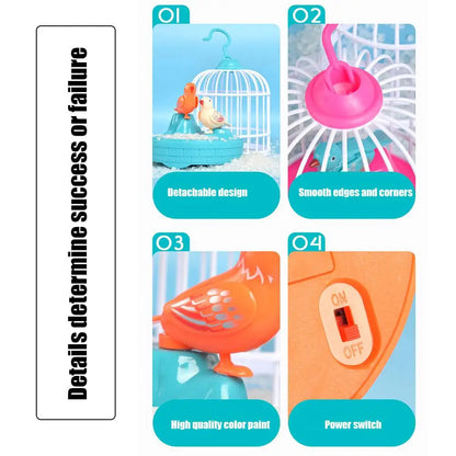 Mini Children Electronic Simulation Bird Cage Toy With Sound Realistic Voice Parrot Cage Electric Pets Toy For Kids