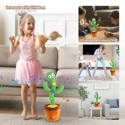 Dancing Cactus Talking Toy Plush with Voice Changing Function, 120 Pcs Songs USB Charging, Educational Gift for Children