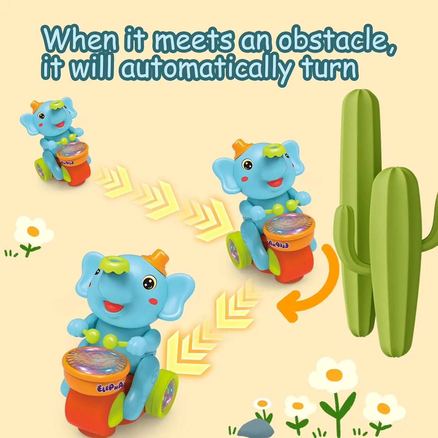 Electric Motorcycle Toy Glowing Drumming Floating Elephant Ball Universal Car Gift for Boys And Girls Chinese Brand AE Stock