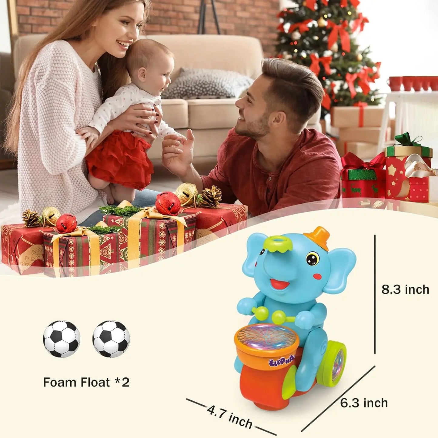 Electric Motorcycle Toy Glowing Drumming Floating Elephant Ball Universal Car Gift for Boys And Girls Chinese Brand AE Stock