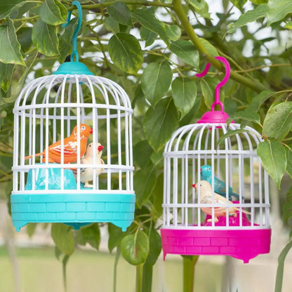 Mini Children Electronic Simulation Bird Cage Toy With Sound Realistic Voice Parrot Cage Electric Pets Toy For Kids