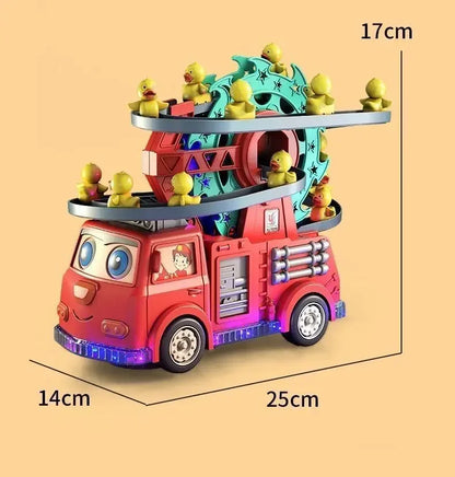 Electric Fire Duck Ferris Wheel Track Car with 3 ducks All-directional Light Music Children's Toy Street Stall Plastic Remote Control Car