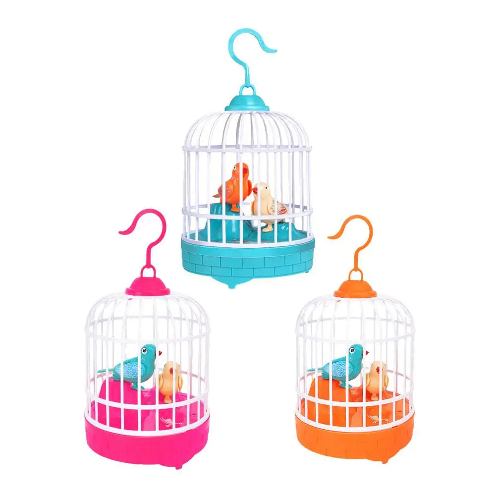 Mini Children Electronic Simulation Bird Cage Toy With Sound Realistic Voice Parrot Cage Electric Pets Toy For Kids