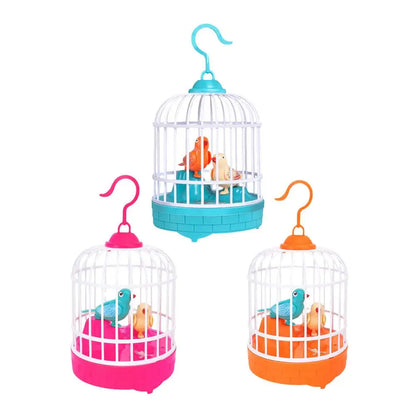 Mini Children Electronic Simulation Bird Cage Toy With Sound Realistic Voice Parrot Cage Electric Pets Toy For Kids