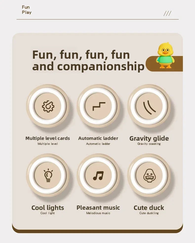 Automatic Climbing Stairs Electric Track Educational Toys Yellow Duck Slide Children Remote Control Car Plastic Material