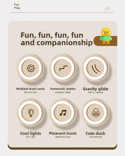 Automatic Climbing Stairs Electric Track Educational Toys Yellow Duck Slide Children Remote Control Car Plastic Material