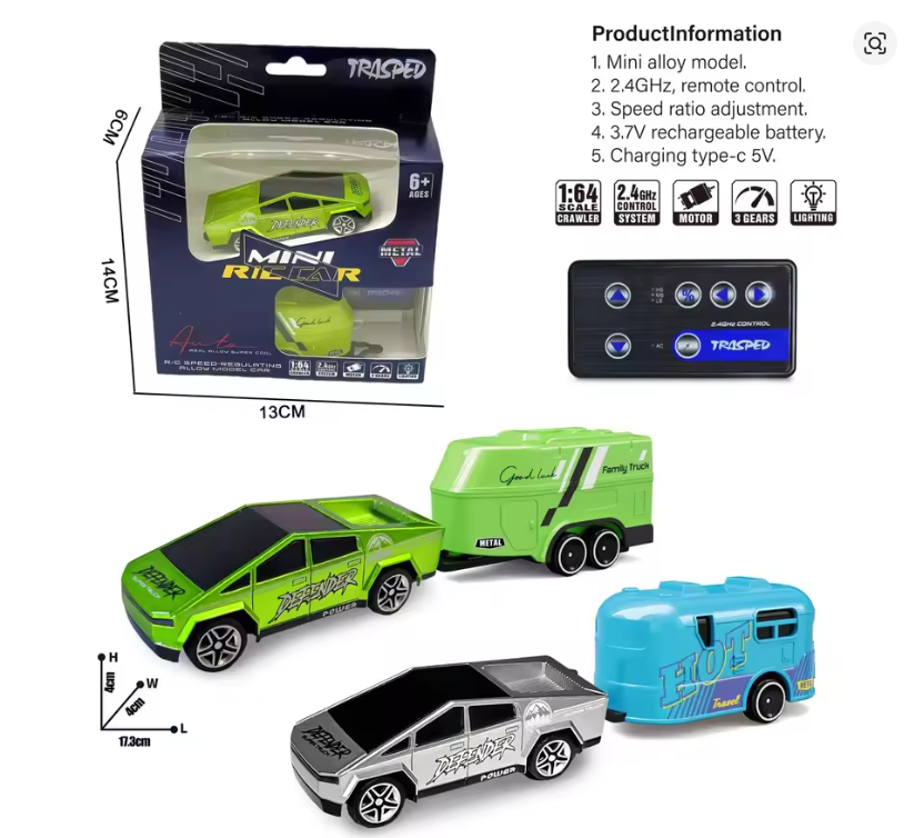 RC 1:64 Off-Road Monster Truck Remote Control Mini Climbing Car Alloy Model Remote Control Electric Toy Car Children's Gift