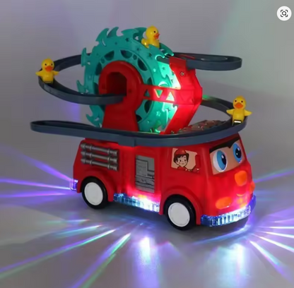 Electric Fire Duck Ferris Wheel Track Car with 3 ducks All-directional Light Music Children's Toy Street Stall Plastic Remote Control Car