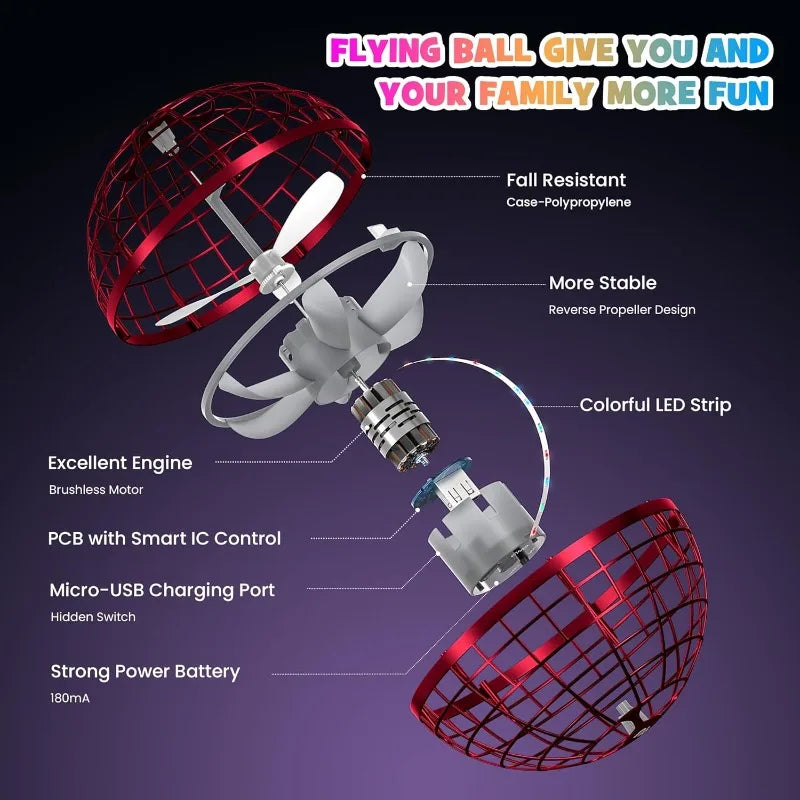 lying Orb Ball Toy 2025,Hover Orb Spinner,Hand Drone Orbit,Flying Spinner with Endless Tricks,Cool Toys for Indoor Outdoor Toys