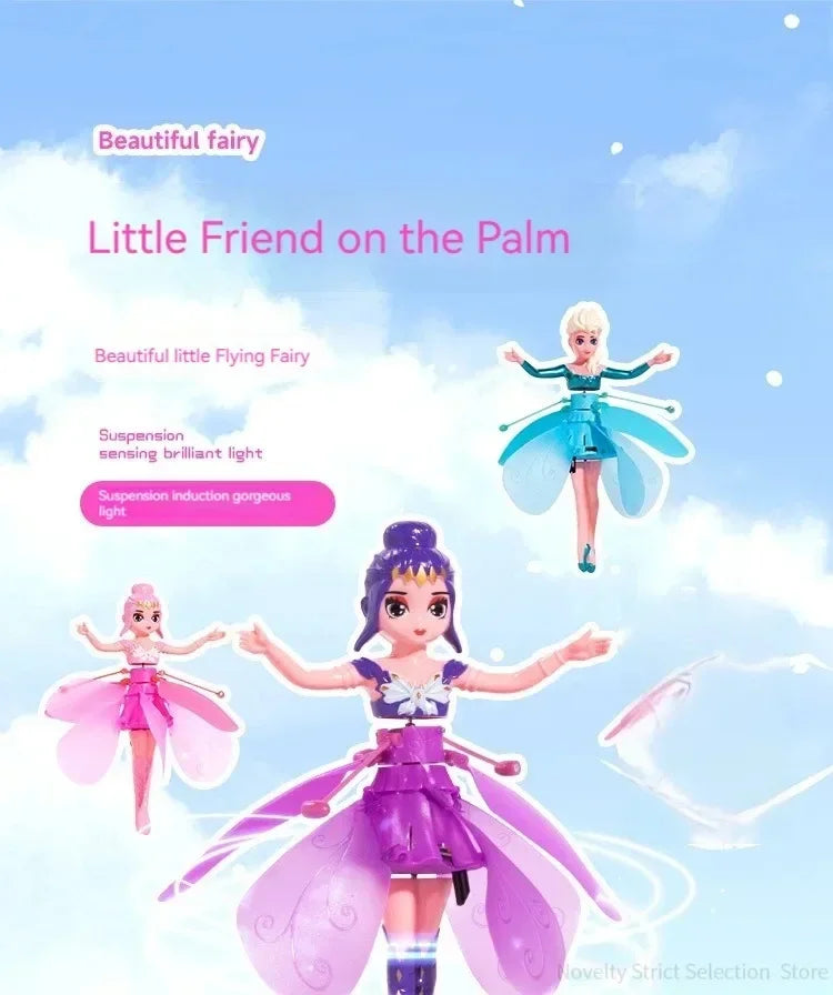 fairy dolls with colorful dresses on a blue sky background